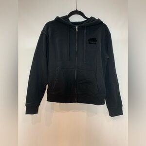 Roots Canada Organic Cotton Unisex Full Zip Hoodie in Black Size XS